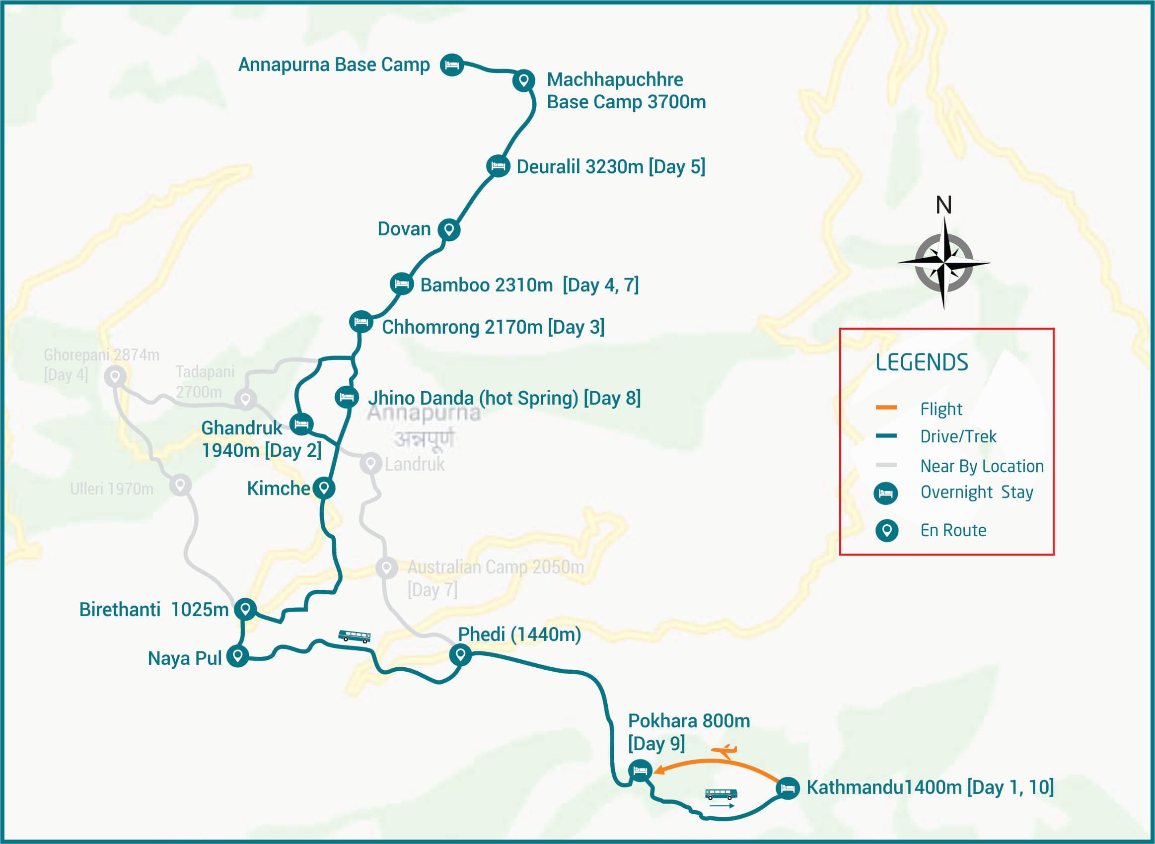 annapurna base camp trek route map